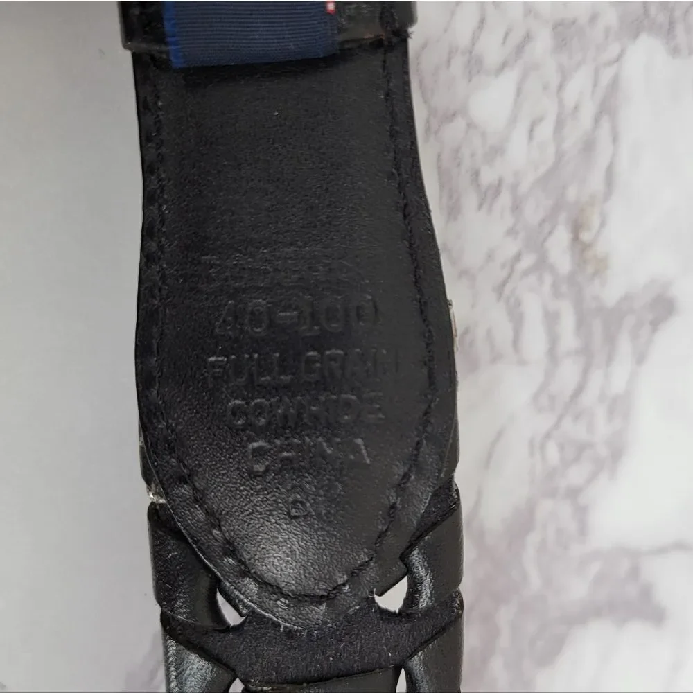 Roundtree & Yorke Black Woven Leather Belt with Silver & Gold Toned Conchos